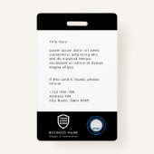 Badge Logo de l'ID d'entreprise QR | Ba employé du servi (Dos)