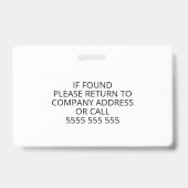 Badge Logo de l'ID du gestionnaire blanc et bleu (Arrière)