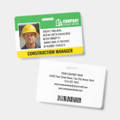 Badge Logo de l'ID du site de construction Code à barres (Avant & arrière)