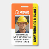 Badge Logo de l'ID du site de construction personnalisée (Avant)