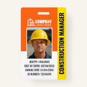 Badge Logo de l'ID du site de construction personnalisée (Devant)