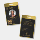 Badge Logo de l'ID entreprise | Or noir du procureur (Recto et verso)