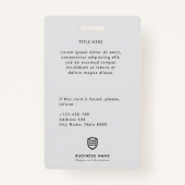 Badge Logo de l'ID entreprise | Personnel photo moderne (Dos)