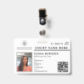 Badge Logo de l'ID entreprise | Procureur à la Cour Whit (Avant avec clip)