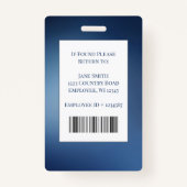 Badge Logo de l'ID Médicale chirurgical bleu Employé (Dos)