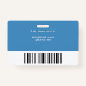 Badge Logo de l'ID photo de l'employé bleu (Dos)