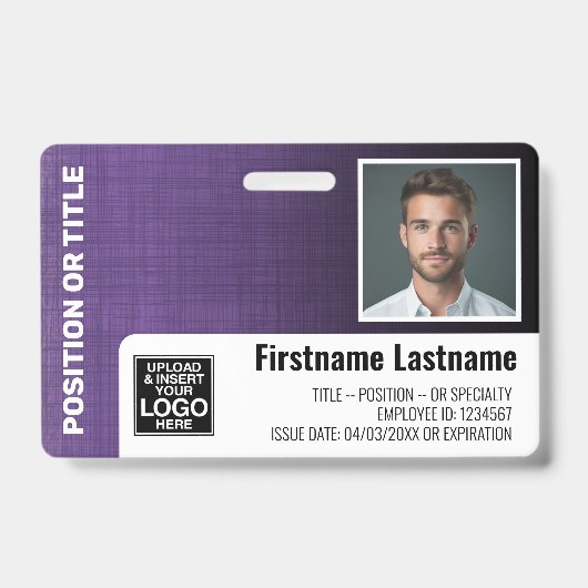 Badge Logo de l'ID photo de l'employé code-barres lin mo (Avant)
