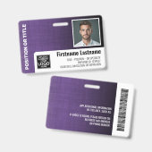 Badge Logo de l'ID photo de l'employé code-barres lin mo (Avant & arrière)