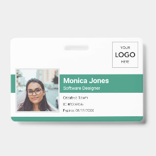 Badge Logo de l'ID photo de l'employé Code QR Vert