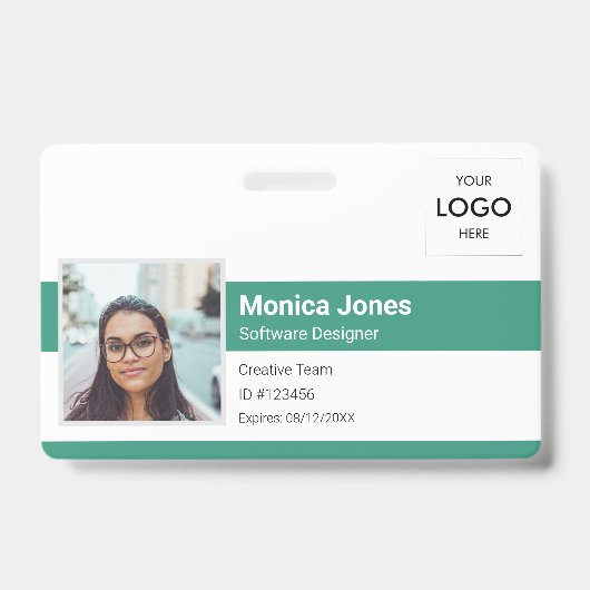 Badge Logo de l'ID photo de l'employé Code QR Vert (Avant)
