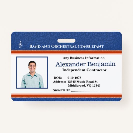 Badge Logo de l'ID photo de l'employé Conducteur de musi (Devant)