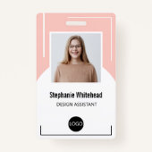 Badge Logo de l'ID photo de l'employé personnalisé rose (Devant)