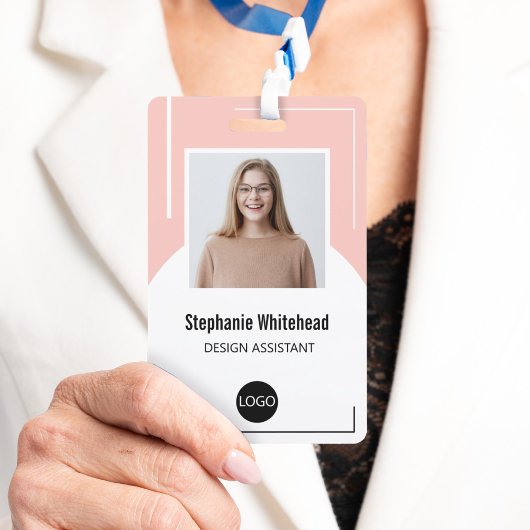 Badge Logo de l'ID photo de l'employé personnalisé rose