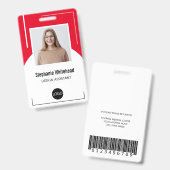 Badge Logo de l'ID photo de l'employé personnalisé rouge (Avant & arrière)
