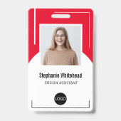 Badge Logo de l'ID photo de l'employé personnalisé rouge (Avant)