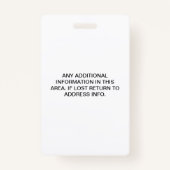 Badge Logo de l'ID photo de l'employé Société (Dos)