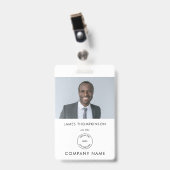 Badge Logo de l'ID photo simple de l'employé Blanc (Front with Clip)