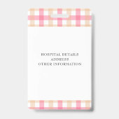 Badge Logo de l'infirmière inscrite rose plaid (Back)