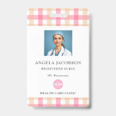 Badge Logo de l'infirmière inscrite rose plaid (Front)