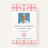 Badge Logo de l'infirmière inscrite rose plaid (Devant)