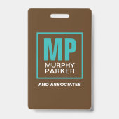 Badge Logo de monogramme photo turquoise marron naturel  (Arrière)