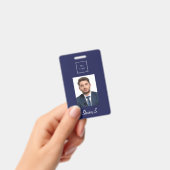 Badge Logo de nom de photo blanc bleu marine (Manuel / portable)