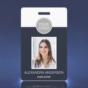 Badge Logo de nom d'employé bleu marine Photo Travail d'