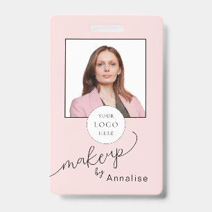 Badge Logo de photo de maquillage de script rose blush