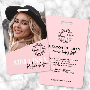 Badge Logo de photo de maquillage de script rose Blush