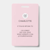 Badge Logo de photo de maquillage de script rose gêné  (Arrière)