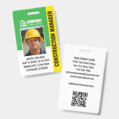 Badge Logo de photo de sécurité de construction Code QR (Avant & arrière)