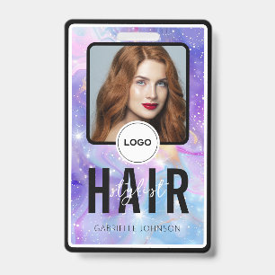 Badge Logo de photo de styliste de coiffure Galaxy Viole