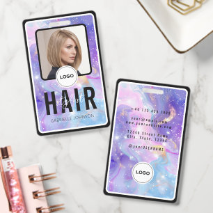 Badge Logo de photo de styliste de coiffure Galaxy Viole