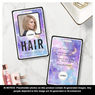 Badge Logo de photo de styliste de coiffure Galaxy Viole