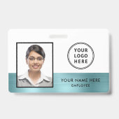 Badge Logo de photo d'employé Métal Vert sarcelle (Avant)