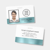 Badge Logo de photo d'employé Métal Vert sarcelle (Avant & arrière)