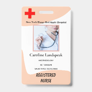 Badge Logo de photo d'employé Rose Beige pour infirmière