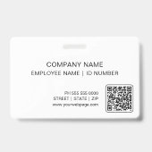 Badge Logo de photo d'identification simple de l'employé (Arrière)