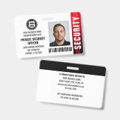 Badge Logo de photo d'identité d'agent de sécurité privé (Avant & arrière)