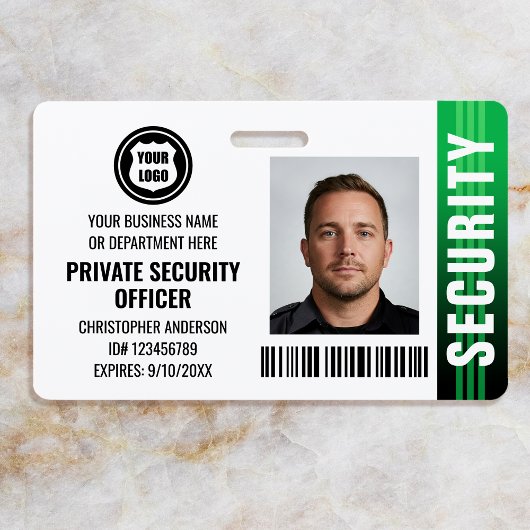 Badge Logo de photo d'identité d'agent de sécurité privé