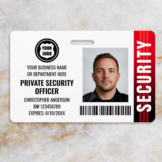 Badge Logo de photo d'identité d'agent de sécurité privé