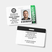 Badge Logo de photo d'identité d'agent de sécurité privé (Avant & arrière)