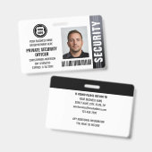 Badge Logo de photo d'identité d'agent de sécurité privé (Avant & arrière)