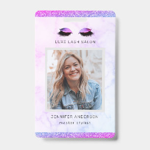 Badge Logo de salon Purple Glitter Drips Photo Styliste
