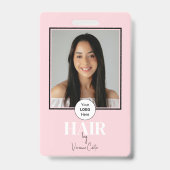 Badge Logo de script rose Blush Photo Coiffeur (Avant)