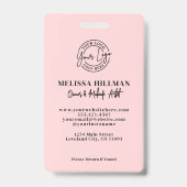 Badge Logo de script rose blush photo maquillage (Arrière)