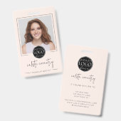 Badge Logo de script rose blush photo maquillage (Avant & arrière)