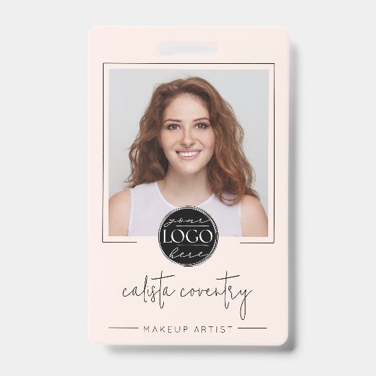 Badge Logo de script rose blush photo maquillage (Avant)