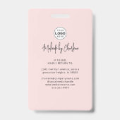Badge Logo de script rose blush photo maquillage (Arrière)