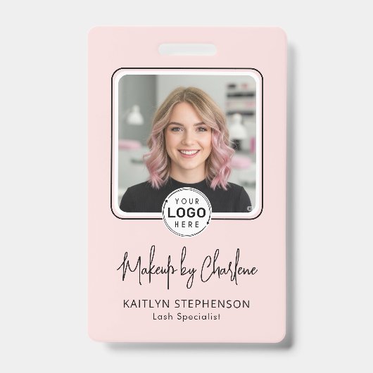 Badge Logo de script rose blush photo maquillage (Avant)